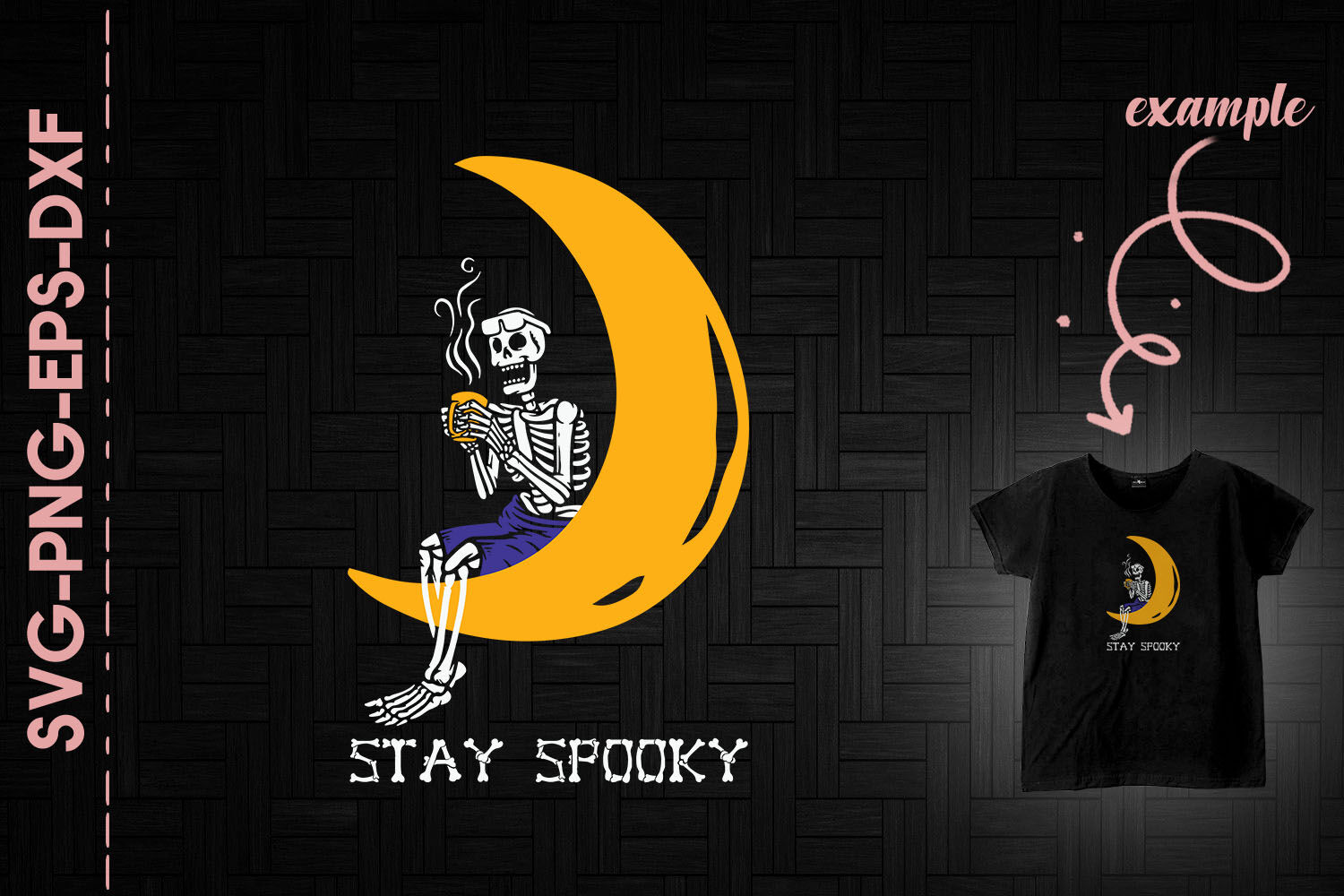 Stay Spooky Funny Skeleton Coffee Moon By Utenbaw Thehungryjpeg Com