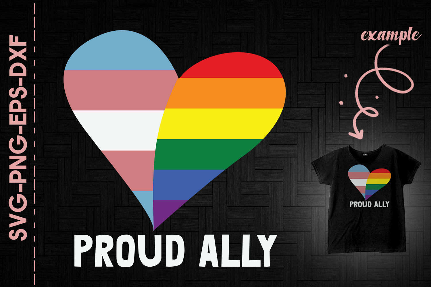 Proud Ally LGBTQ Support Love Heart Flag By Utenbaw | TheHungryJPEG