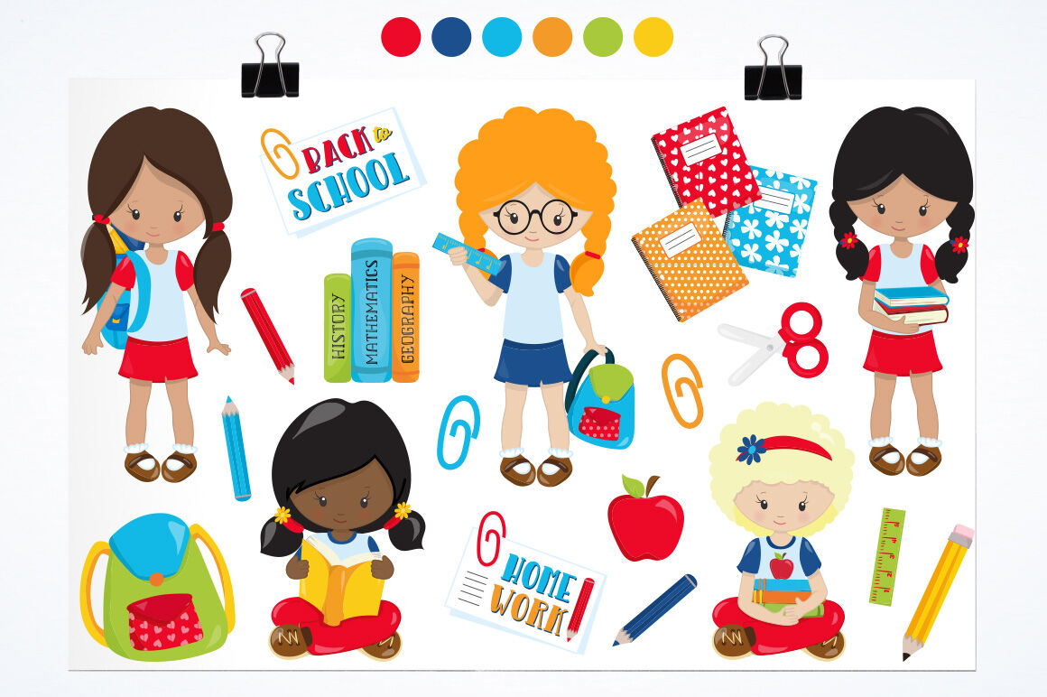 Back To School Girls By Prettygrafik Design | TheHungryJPEG