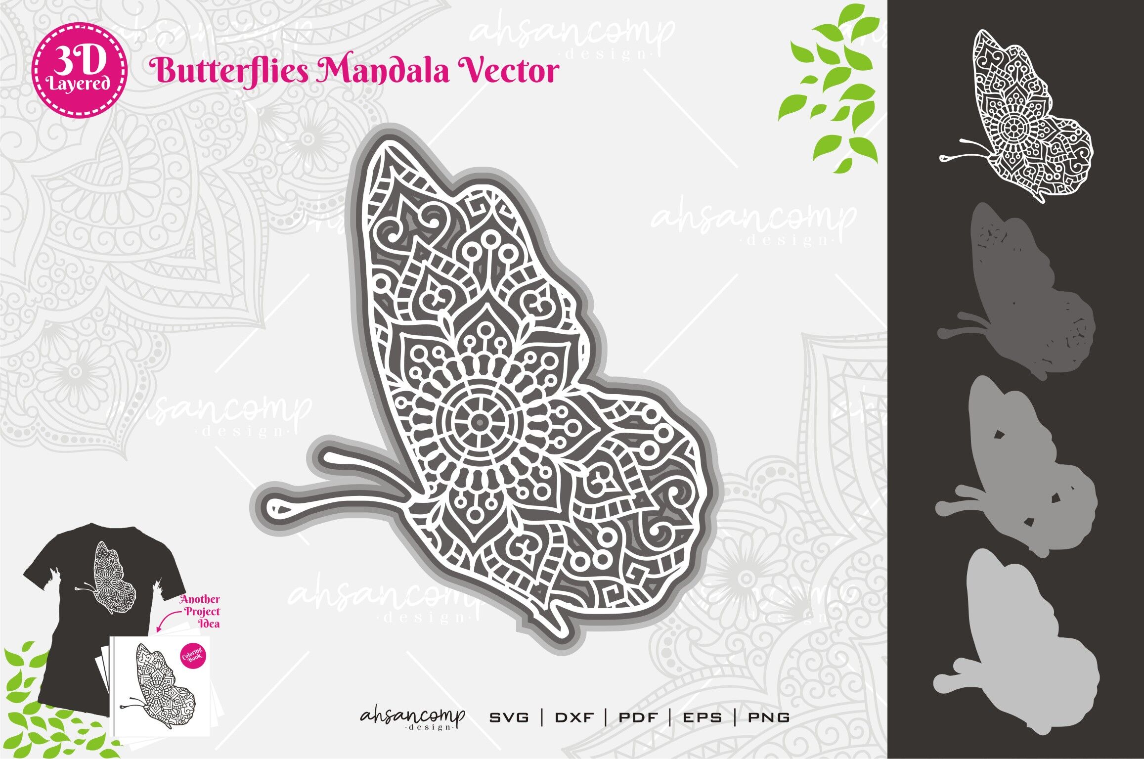 Download Butterflies 1 Mandala Svg 3d Layered By Ahsancomp Studio Thehungryjpeg Com