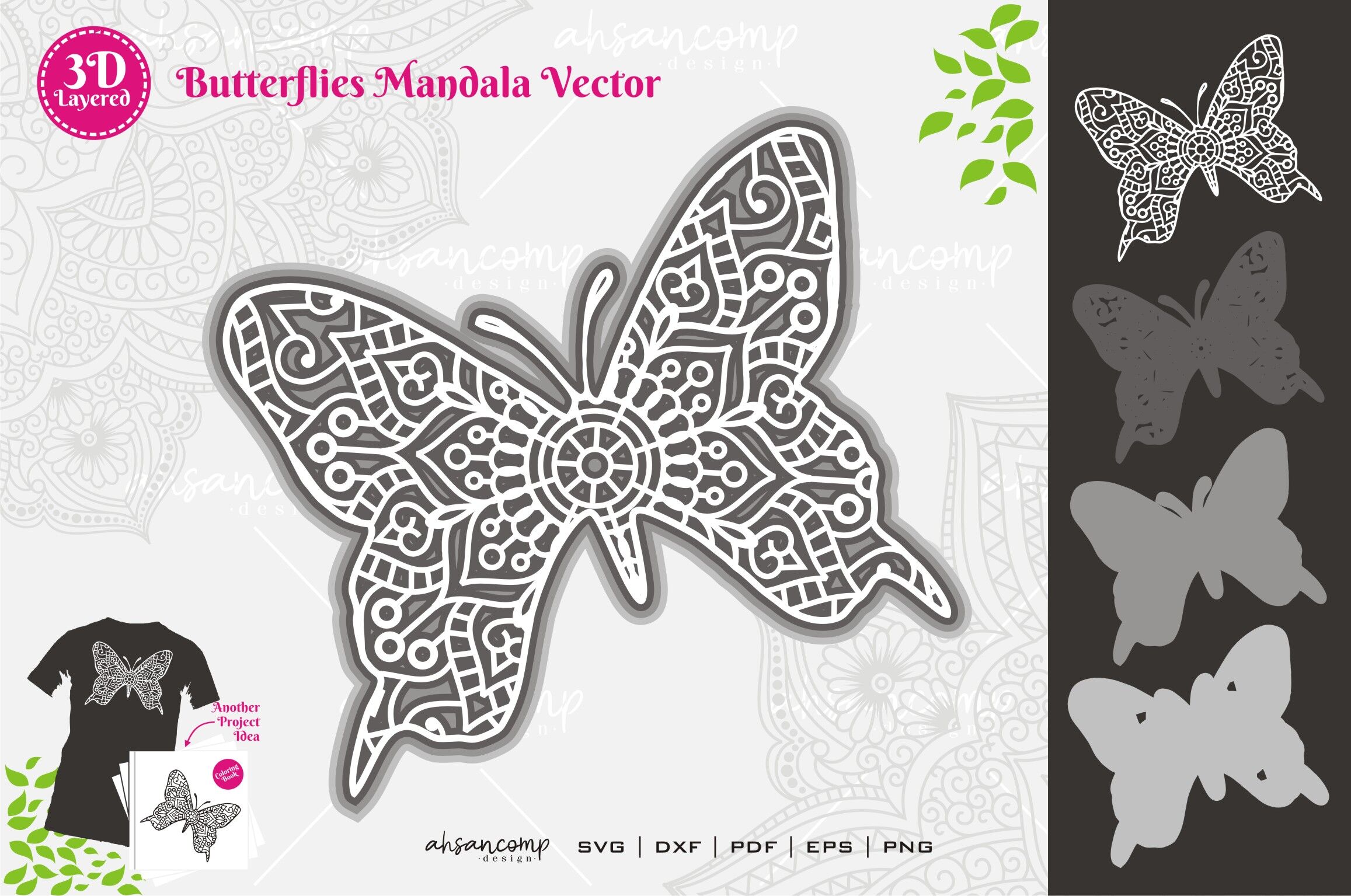 Download Butterflies 4 Mandala Svg 3d Layered By Ahsancomp Studio Thehungryjpeg Com