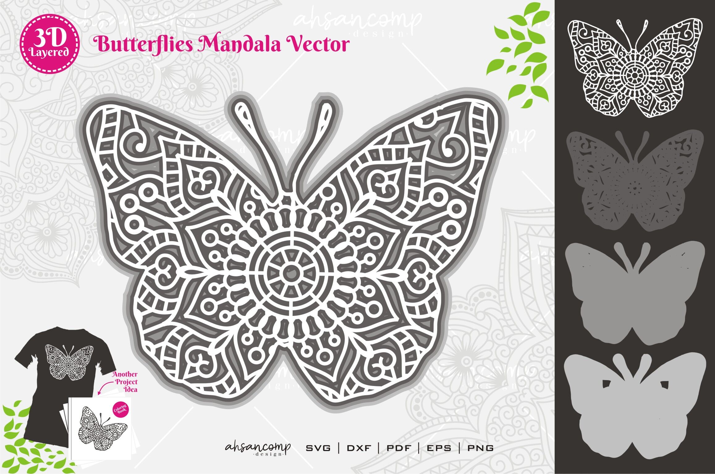 Butterflies 6 Mandala Svg 3d Layered By Ahsancomp Studio Thehungryjpeg Com