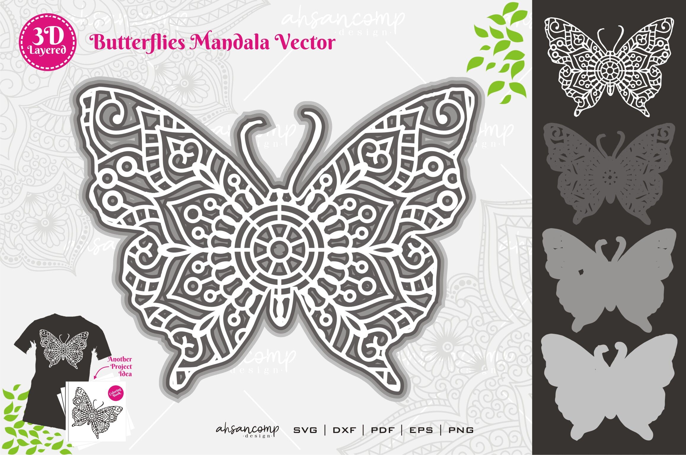 Download Butterflies 7 Mandala Svg 3d Layered By Ahsancomp Studio Thehungryjpeg Com