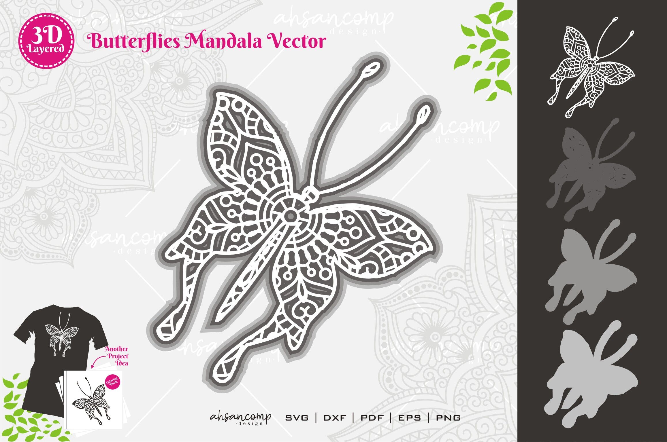 Download Butterflies 14 Mandala Svg 3d Layered By Ahsancomp Studio Thehungryjpeg Com