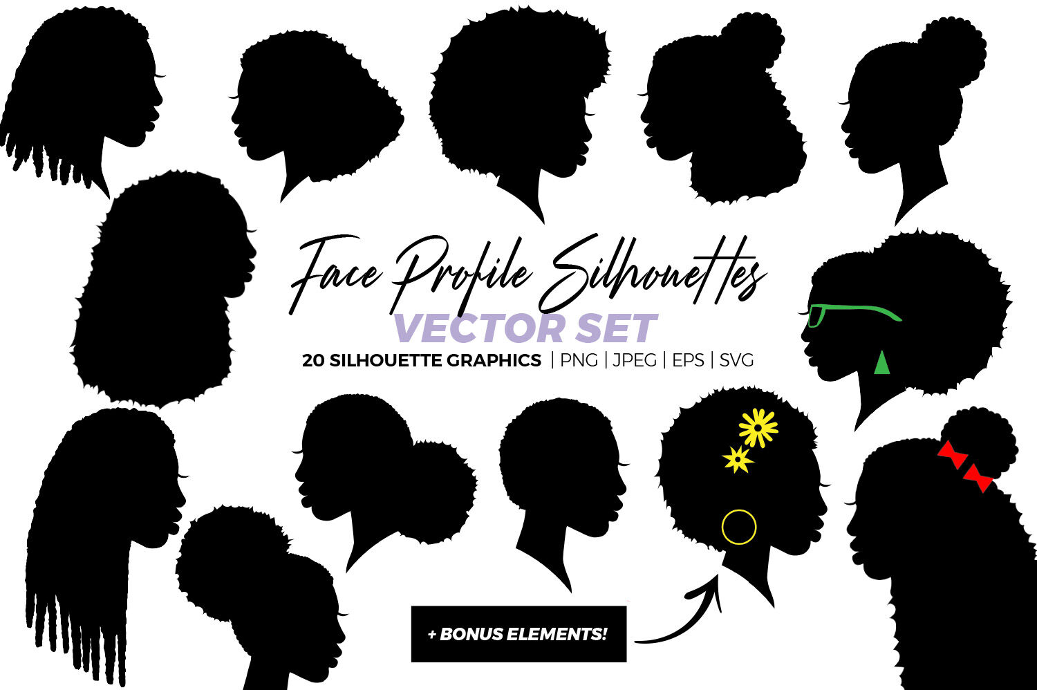 African American Kinky Curly Hair Silhouettes Face Profile Silhouette