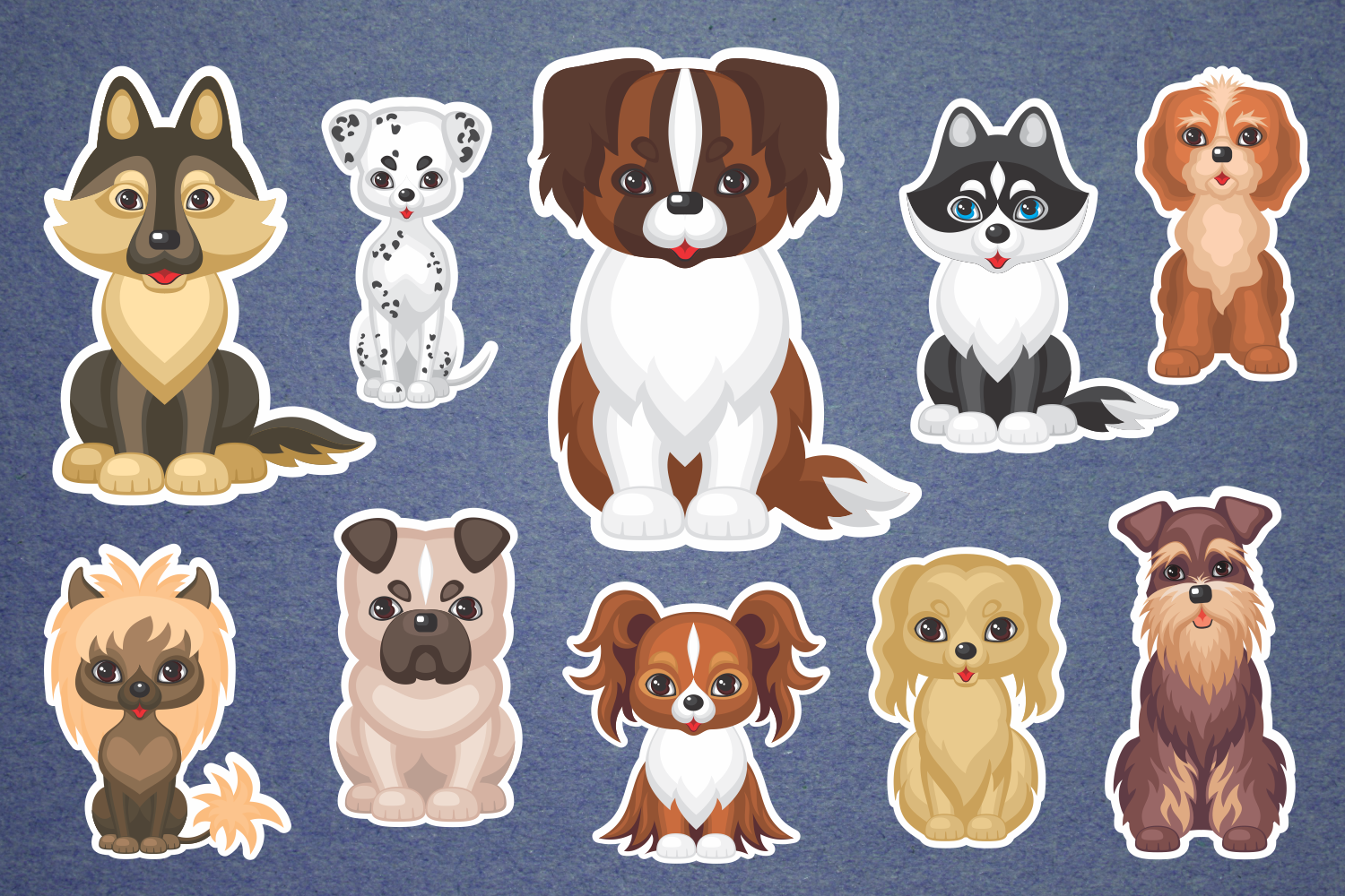 Dog Breeds Printable Stickers Bundle PNG By Olga Belova ...