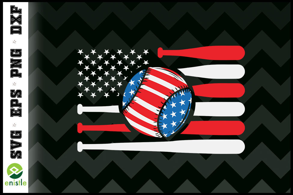 4th of July American Flag Baseball By Enistle | TheHungryJPEG