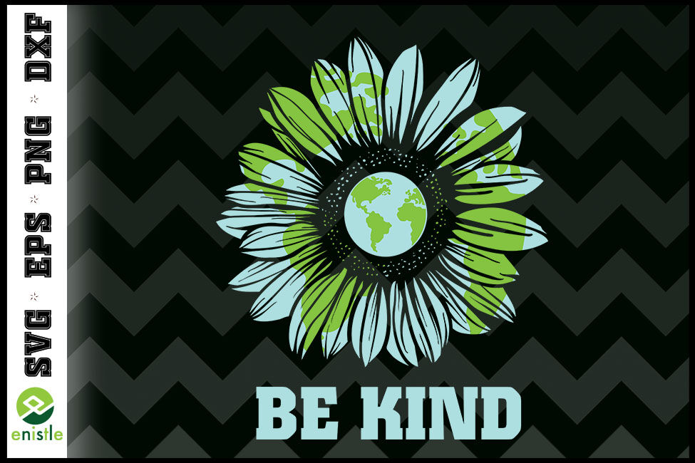 Leraren dag luchthaven Implicaties Be Kind Earth Hippie Sunflower By Enistle | TheHungryJPEG