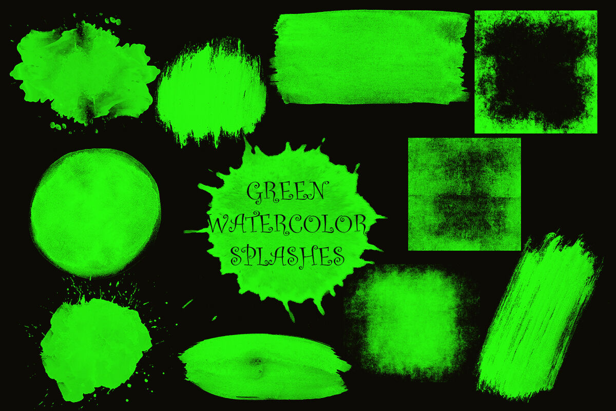PNG Green Watercolor Splashes, Splotches Clipart,Paint Drip, Hand Pain ...