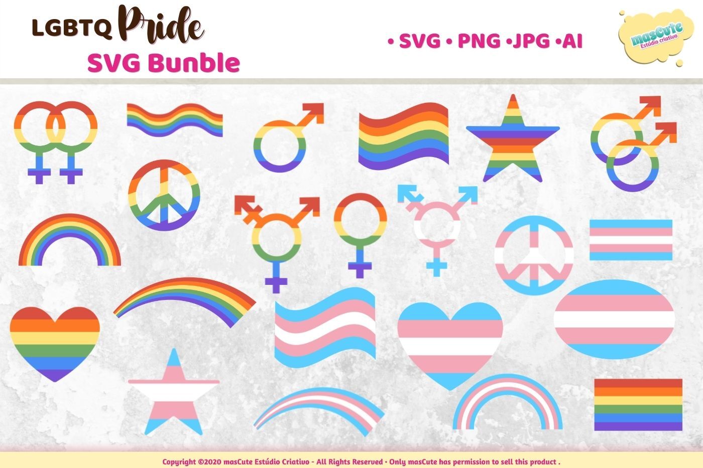 LGBTQ Pride Rainbow SVG Bundle, gay pride stickers By mascuteestudio