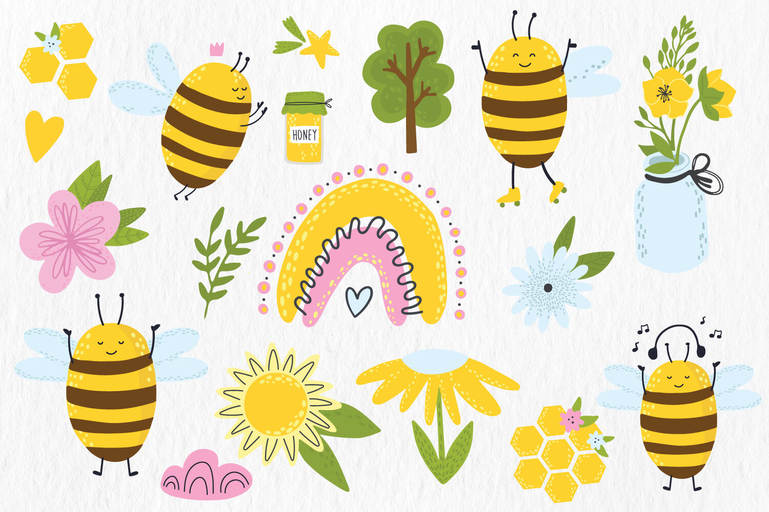 Bee Svg Bee Clipart Bumble Bee Stickers Queen Bee Svg Clipart By Sashaauzashop Thehungryjpeg Com