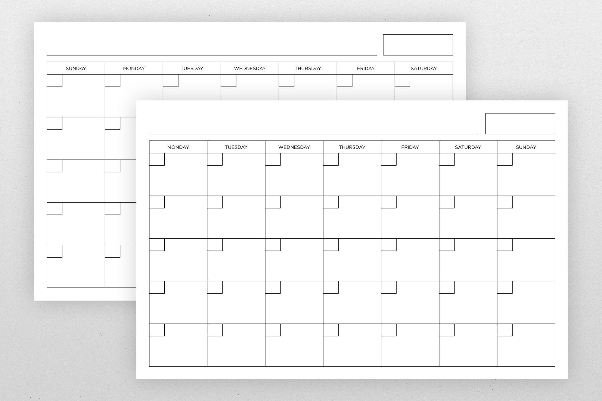 Blank Calendar Page Template Set By Running With Foxes | TheHungryJPEG