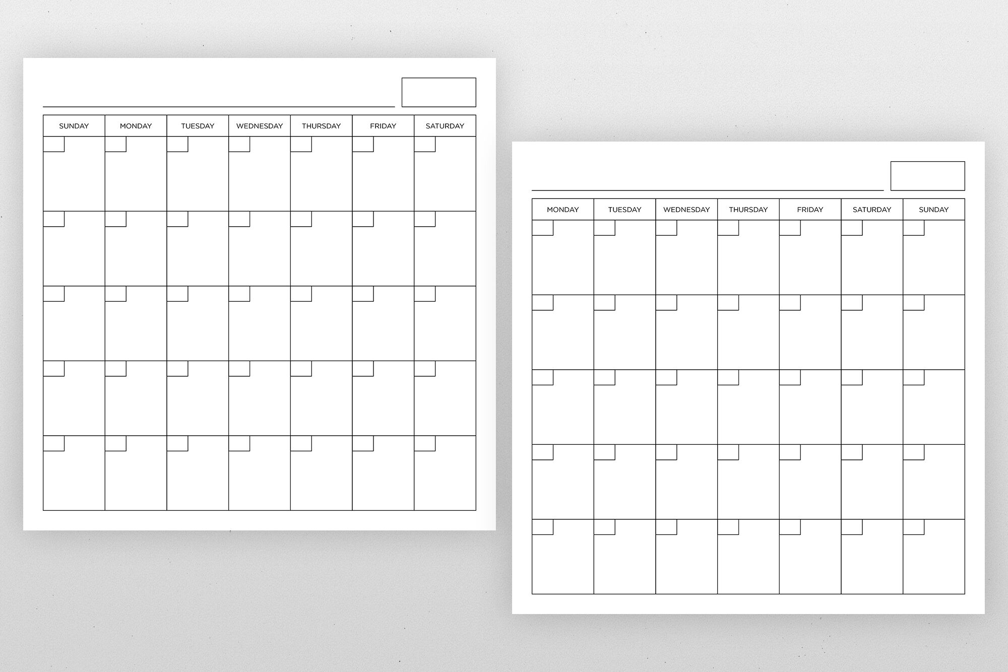 Blank Calendar Page Template Set By Running With Foxes | TheHungryJPEG