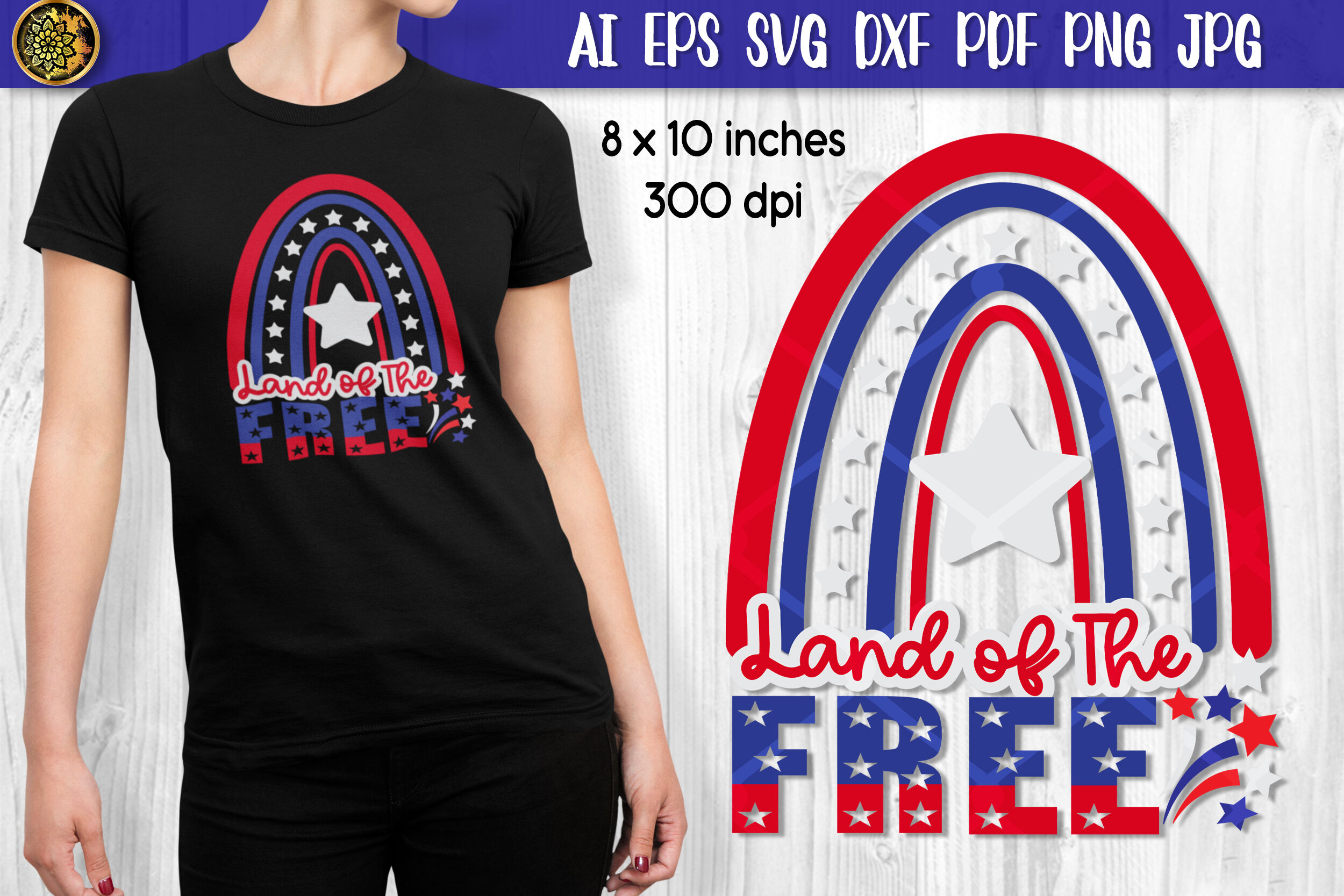 Download 4th Of July Rainbow Land Of The Free Svg By Mandala Creator Thehungryjpeg Com