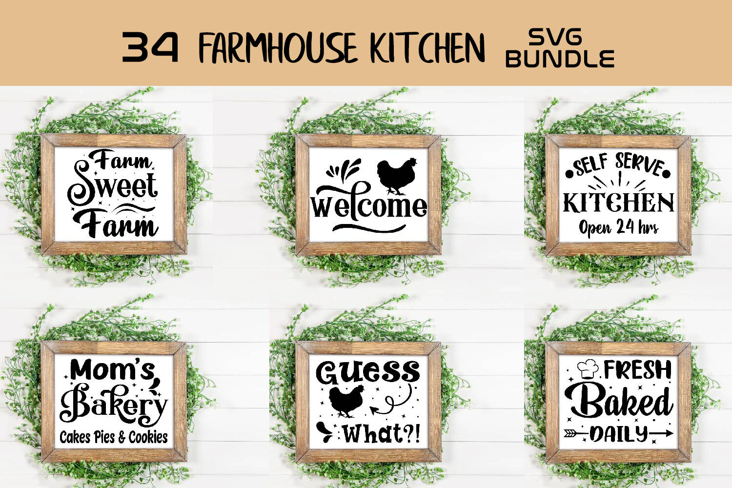 Farmhouse Kitchen Signs Svg Bundle Home Decor Signs Bundle By Paper Switch Thehungryjpeg Com