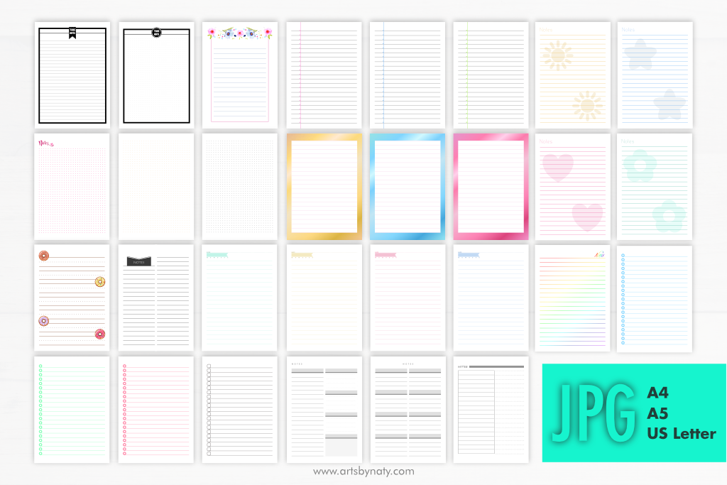 Cute Printable Notebook Paper Pdf 2023 Calendar Printable