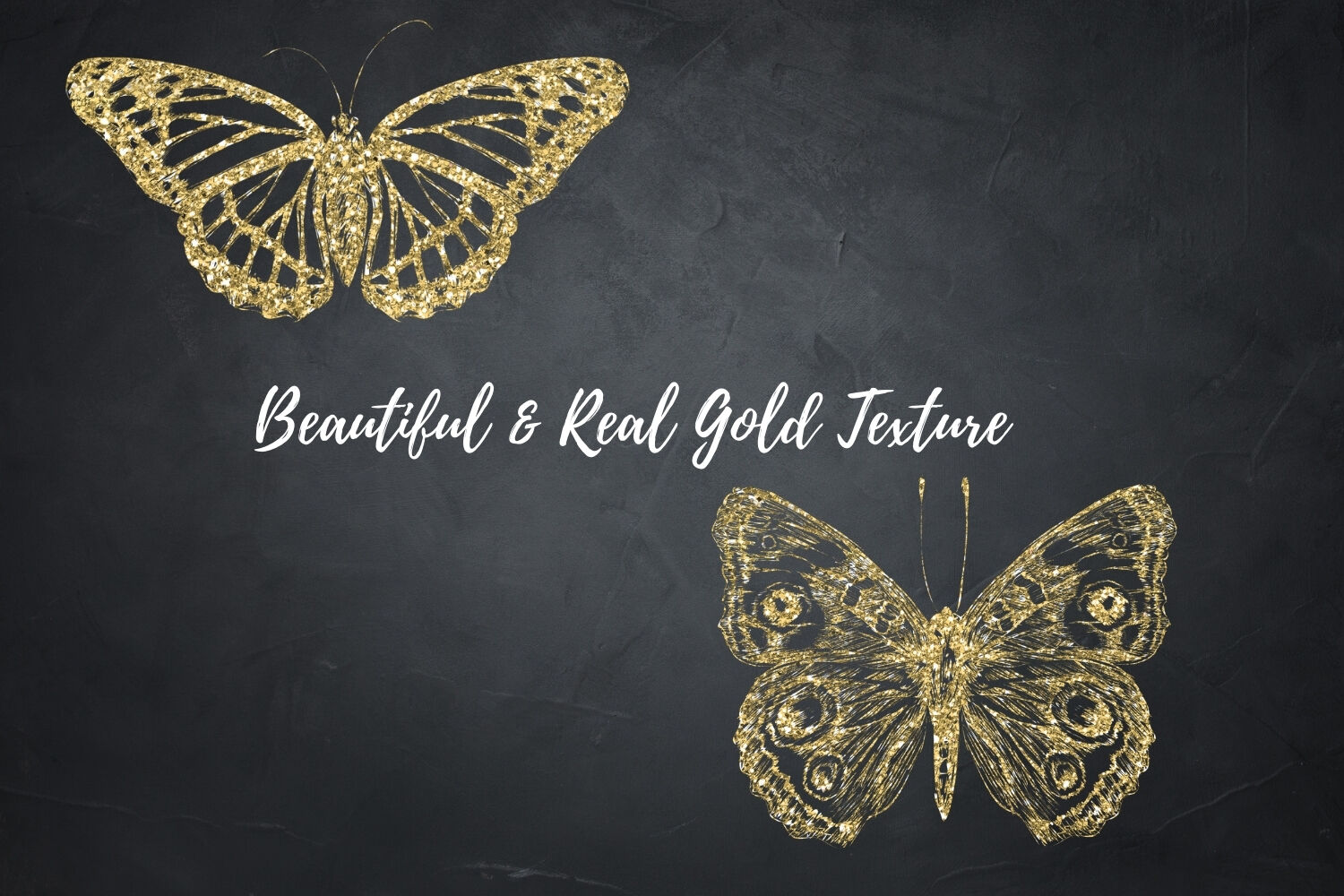 Gold Butterflies Collection, Gold Glitter Butterfly, Golden Insects By Old  Continent Design