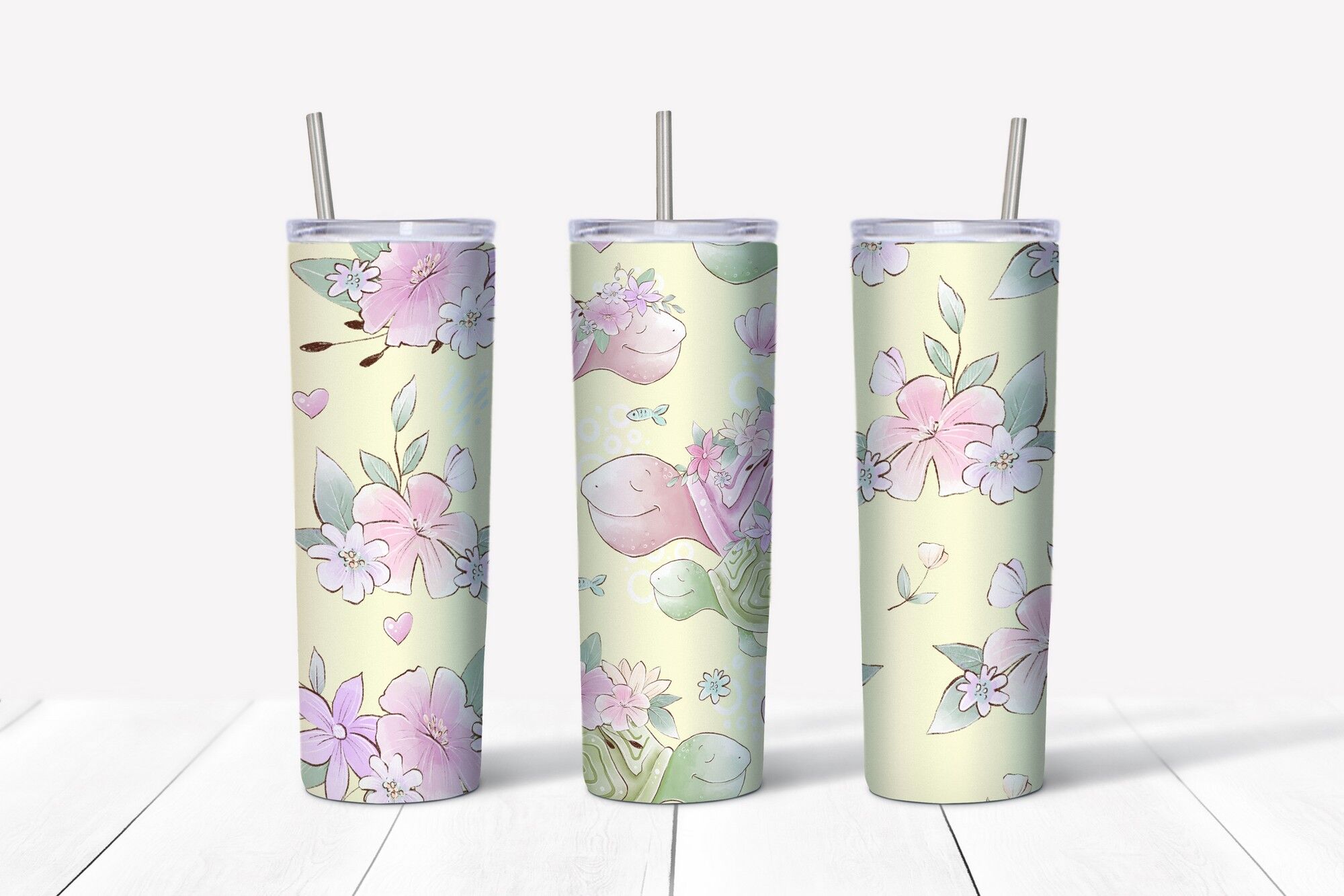 Cute Turtles sublimation design Skinny tumbler wrap design By Yuliya ...