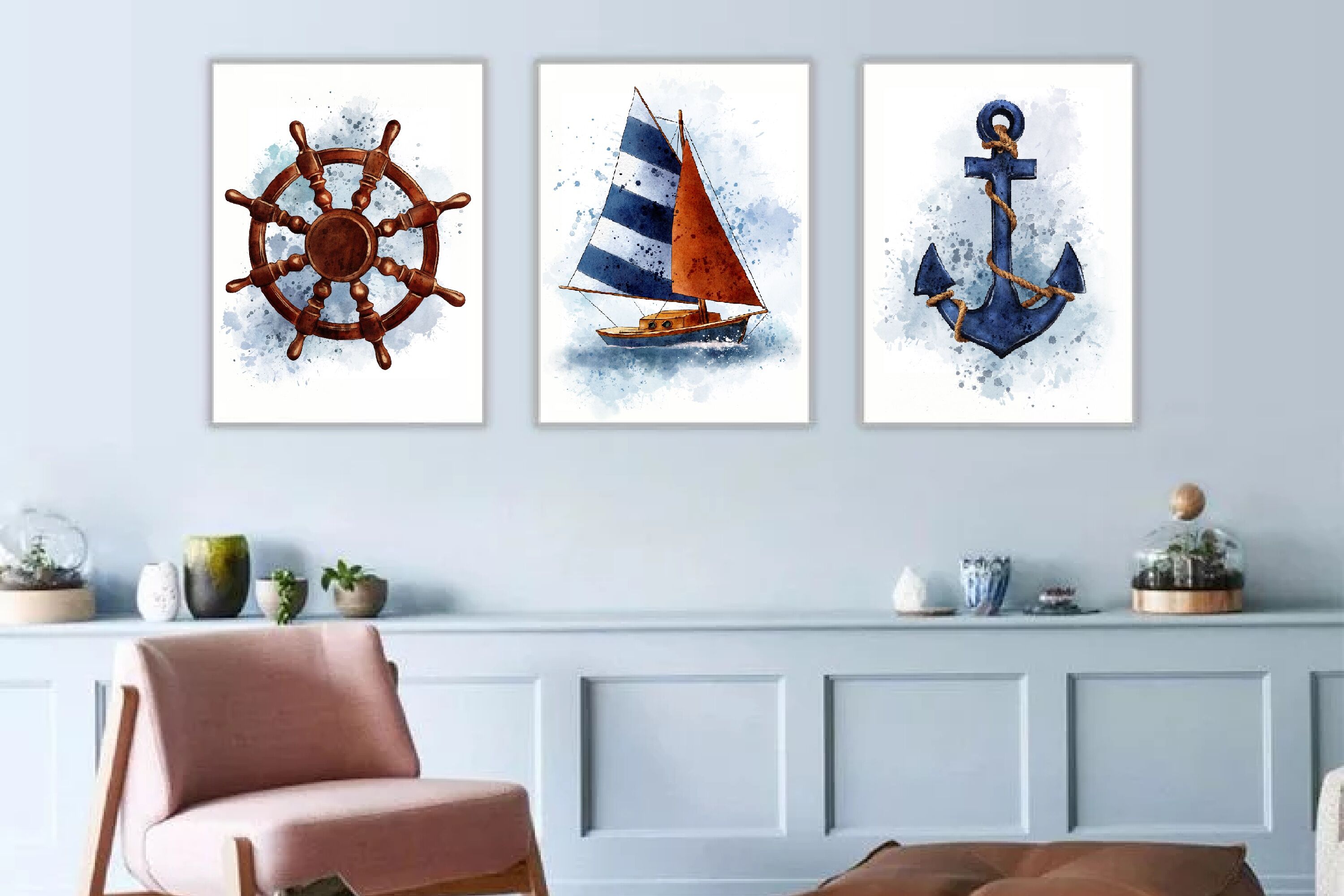Set Of 3 Nautical Wall Art Decor By ArtedeCatrin TheHungryJPEG