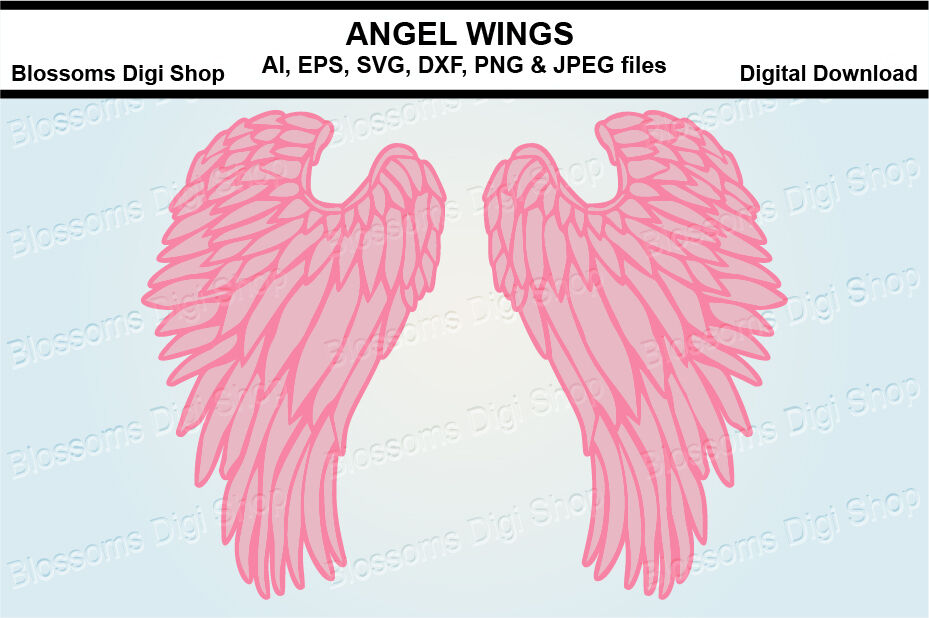 Download Angel Wings Svg Dxf Eps And Png Cut Files By Blossoms Digi Shop Thehungryjpeg Com