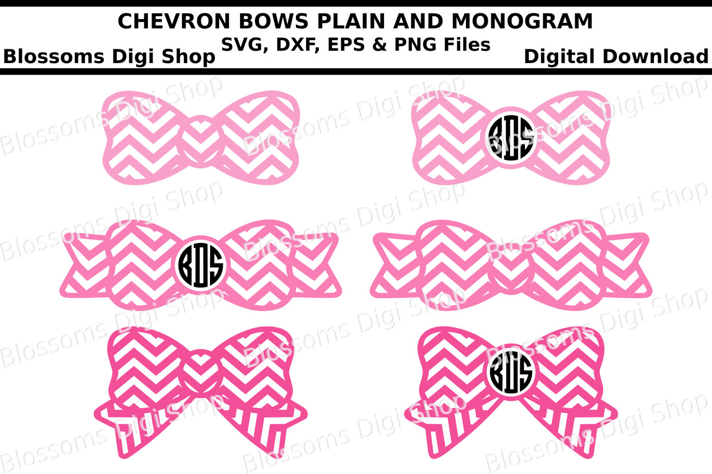 Chevron Bow Monogram Svg Eps Dxf And Png Cut Files By Blossoms Digi Shop Thehungryjpeg Com