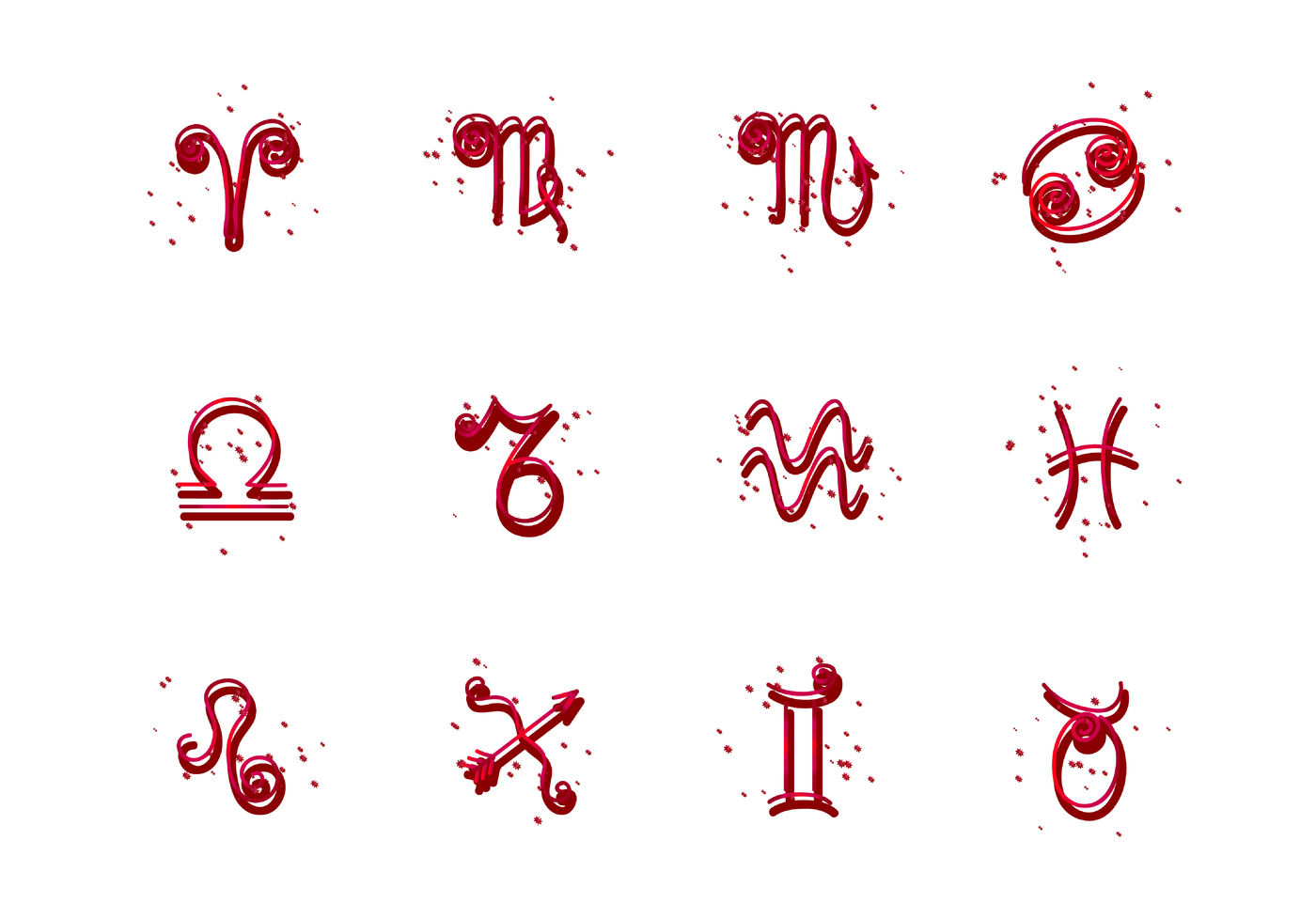 Set of icons of signs of zodiac. The image can be used for print, online,  and in any size of excellent quality. The archive contains 2 - EPS 10, 5 -  PNG