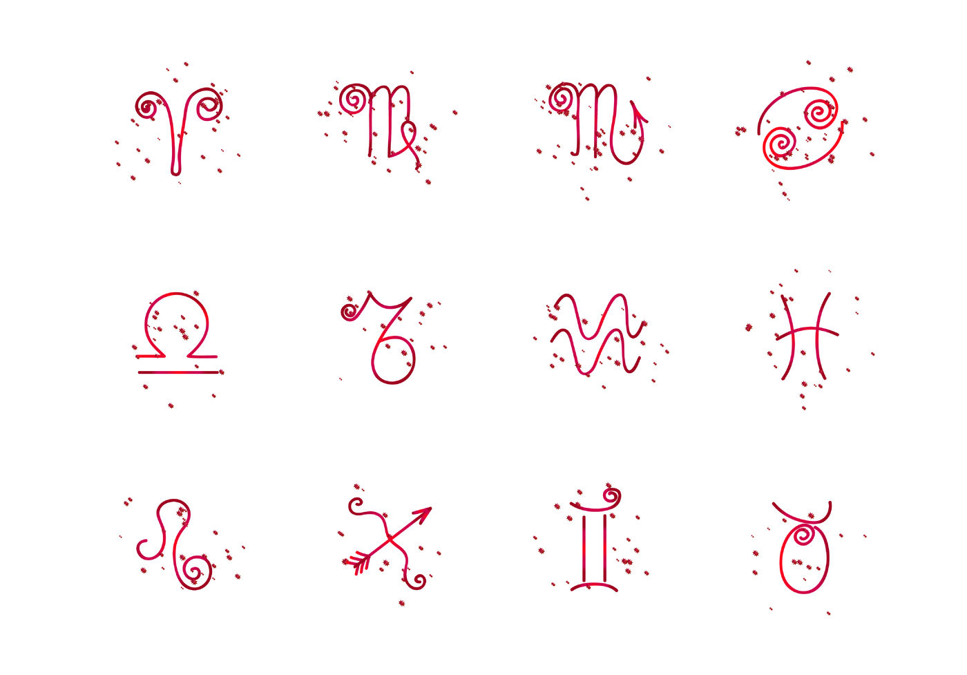 Set of icons of signs of zodiac. The image can be used for print, online,  and in any size of excellent quality. The archive contains 2 - EPS 10, 5 -  PNG