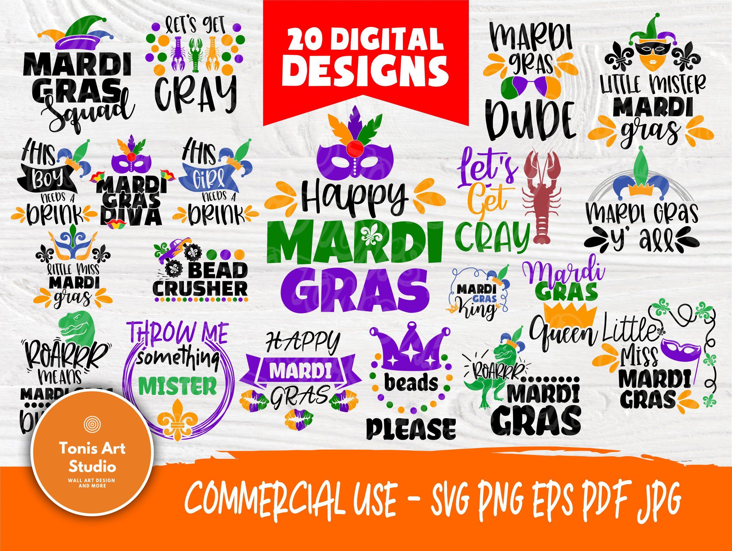 Mardi Gras SVG Bundle, Mardi Gras Svg Cut Files By TonisArtStudio |  TheHungryJPEG