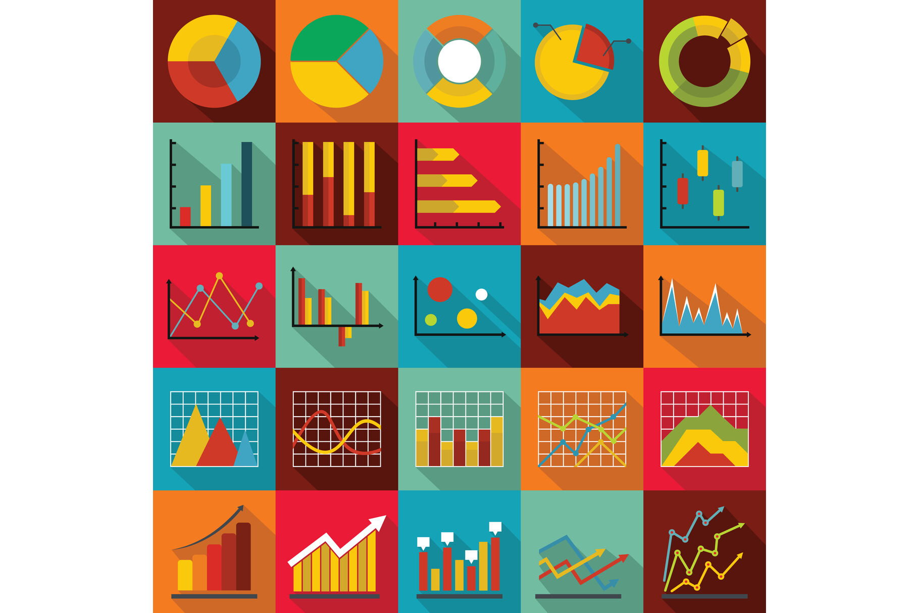 Chart diagram icon set, flat style By Anatolir56 | TheHungryJPEG