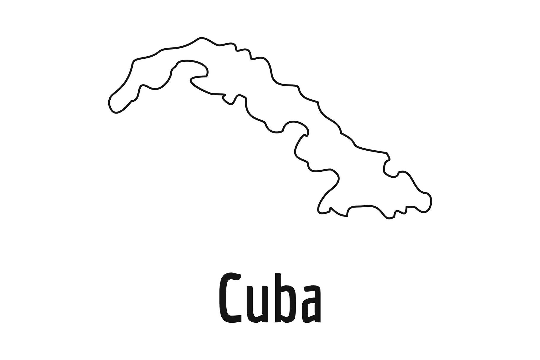 Cuba map thin line vector simple By Anatolir56 | TheHungryJPEG