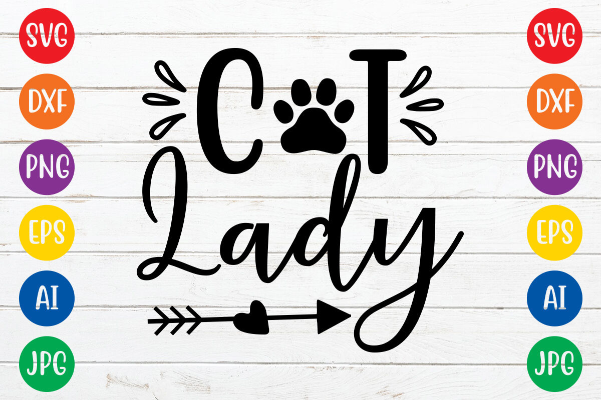Cat lady svg cut file By ismetarabd | TheHungryJPEG