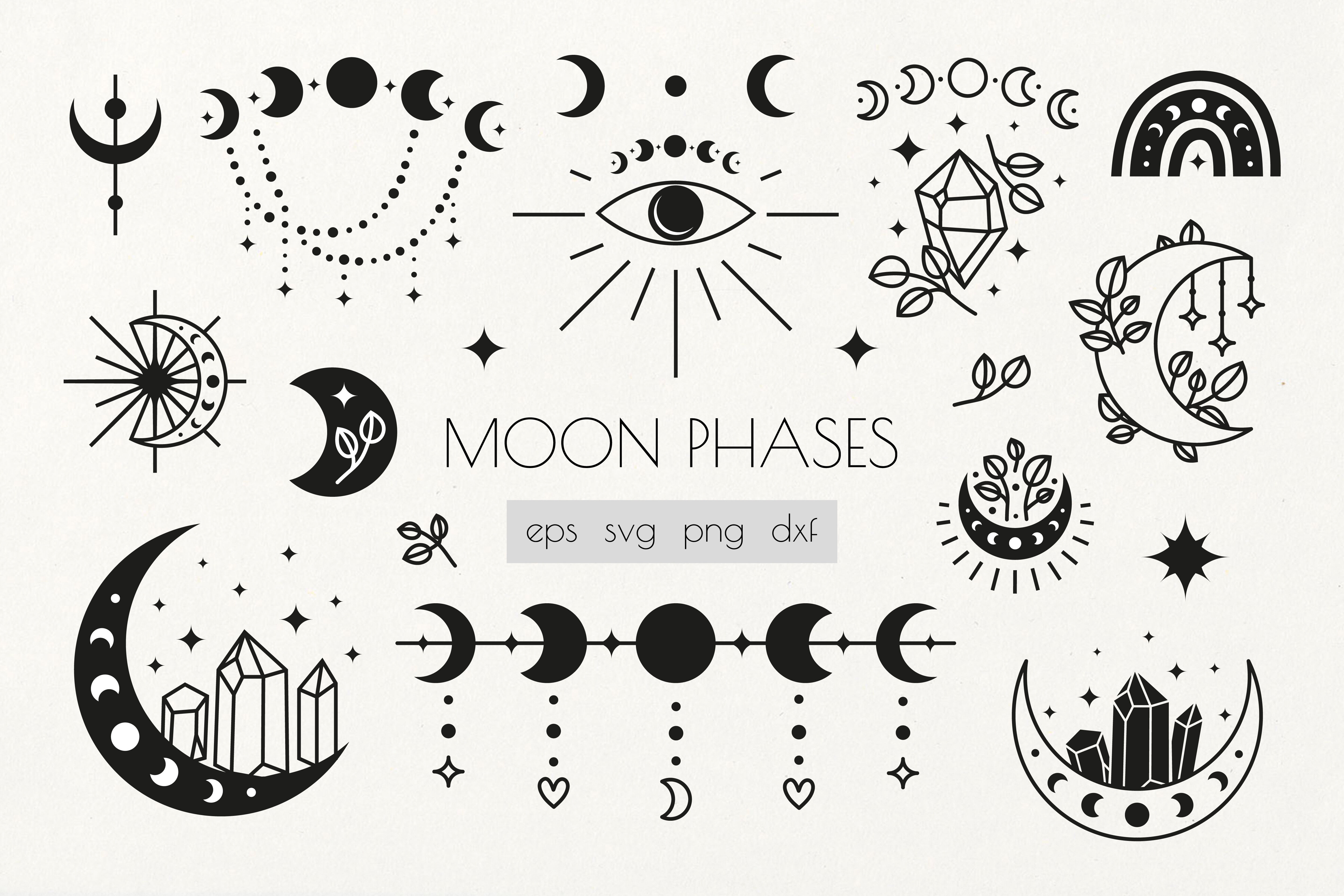Boho Moon Phases Clipart By Starry