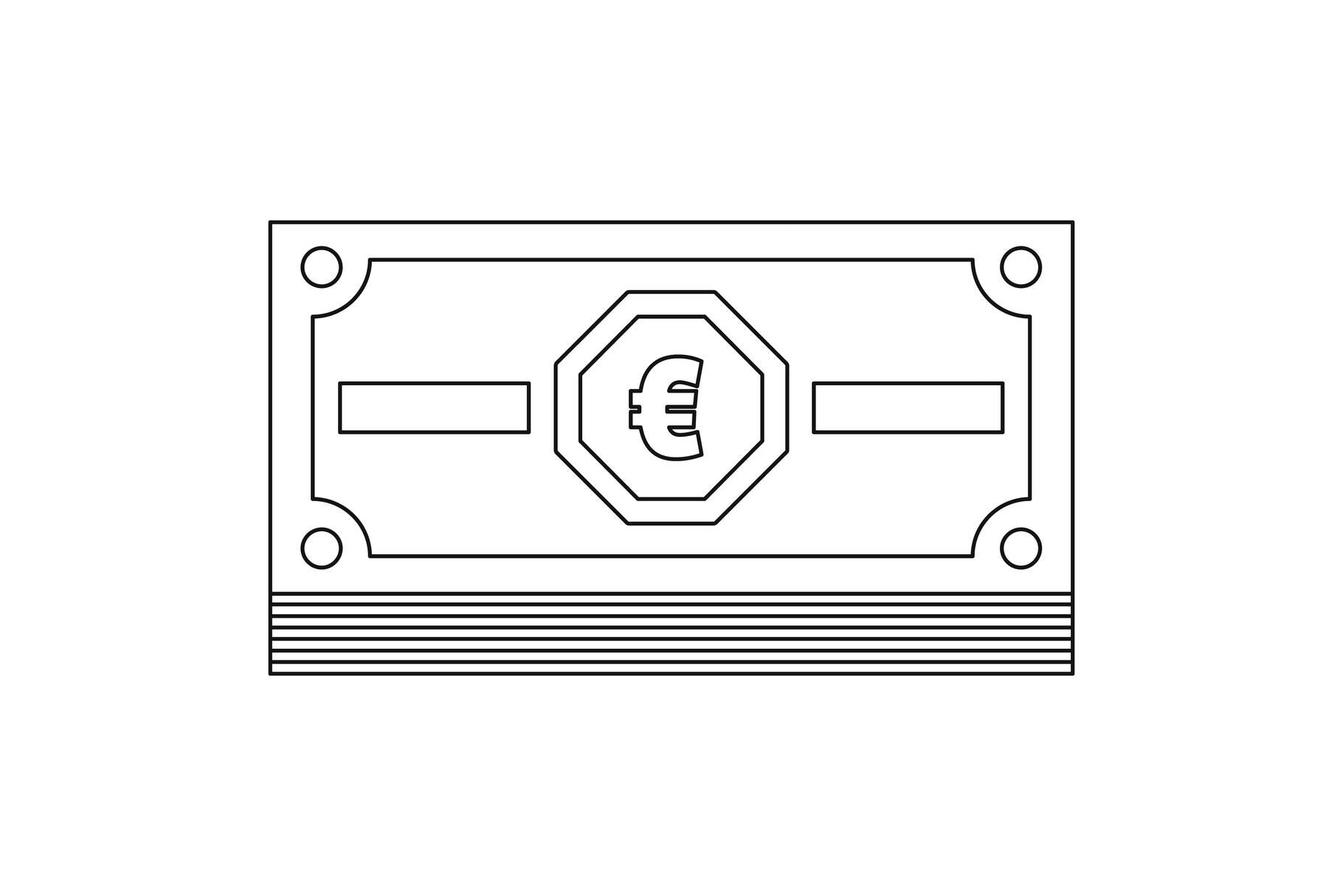 Euro cash icon, outline style. By Anatolir56 | TheHungryJPEG