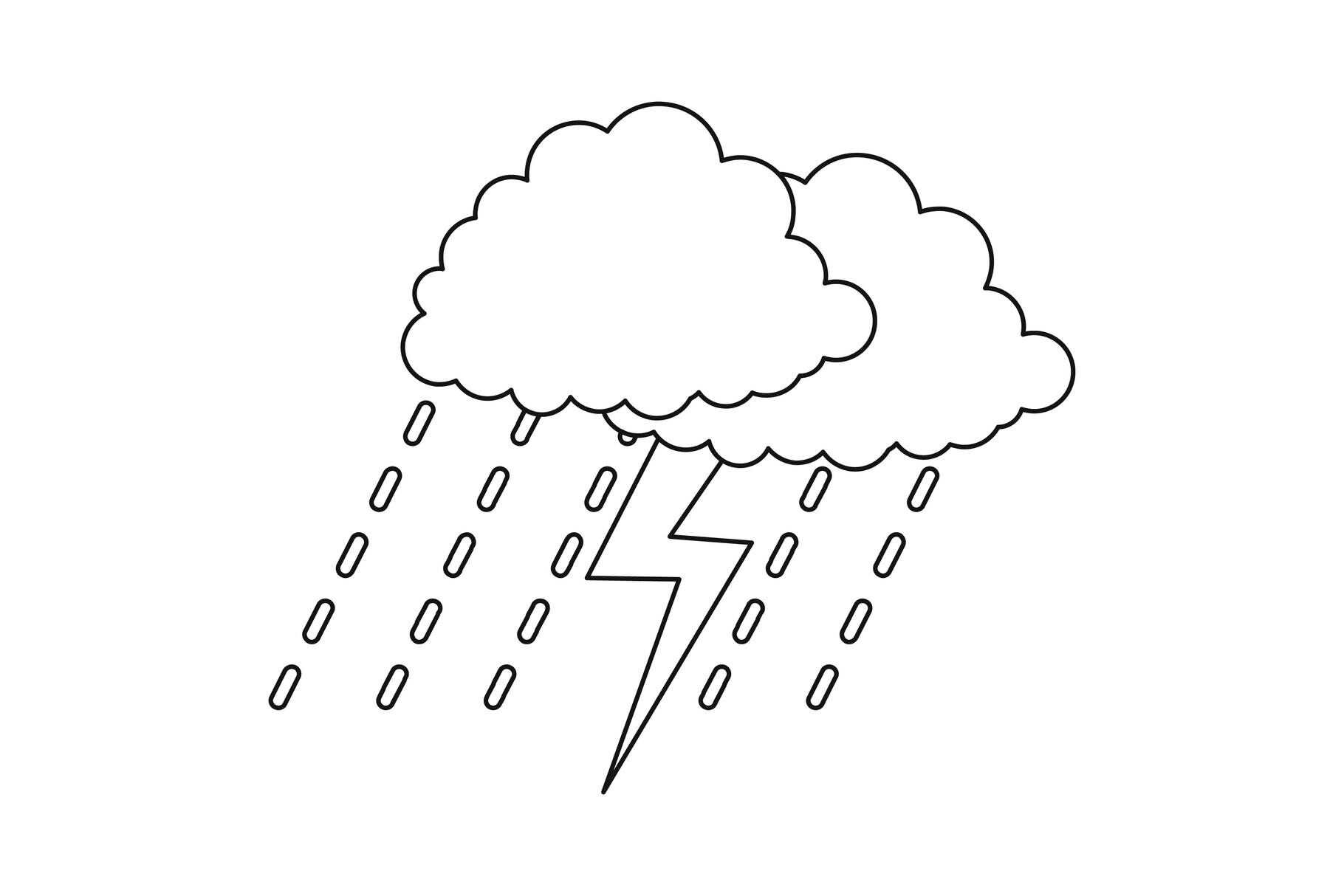 Thunderstorm icon, outline style. By Anatolir56 | TheHungryJPEG