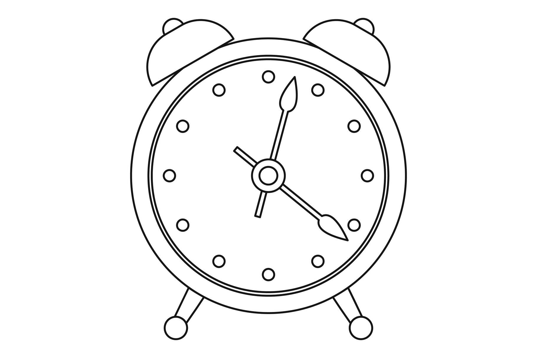 Alarm clock icon, outline style. By Anatolir56 | TheHungryJPEG