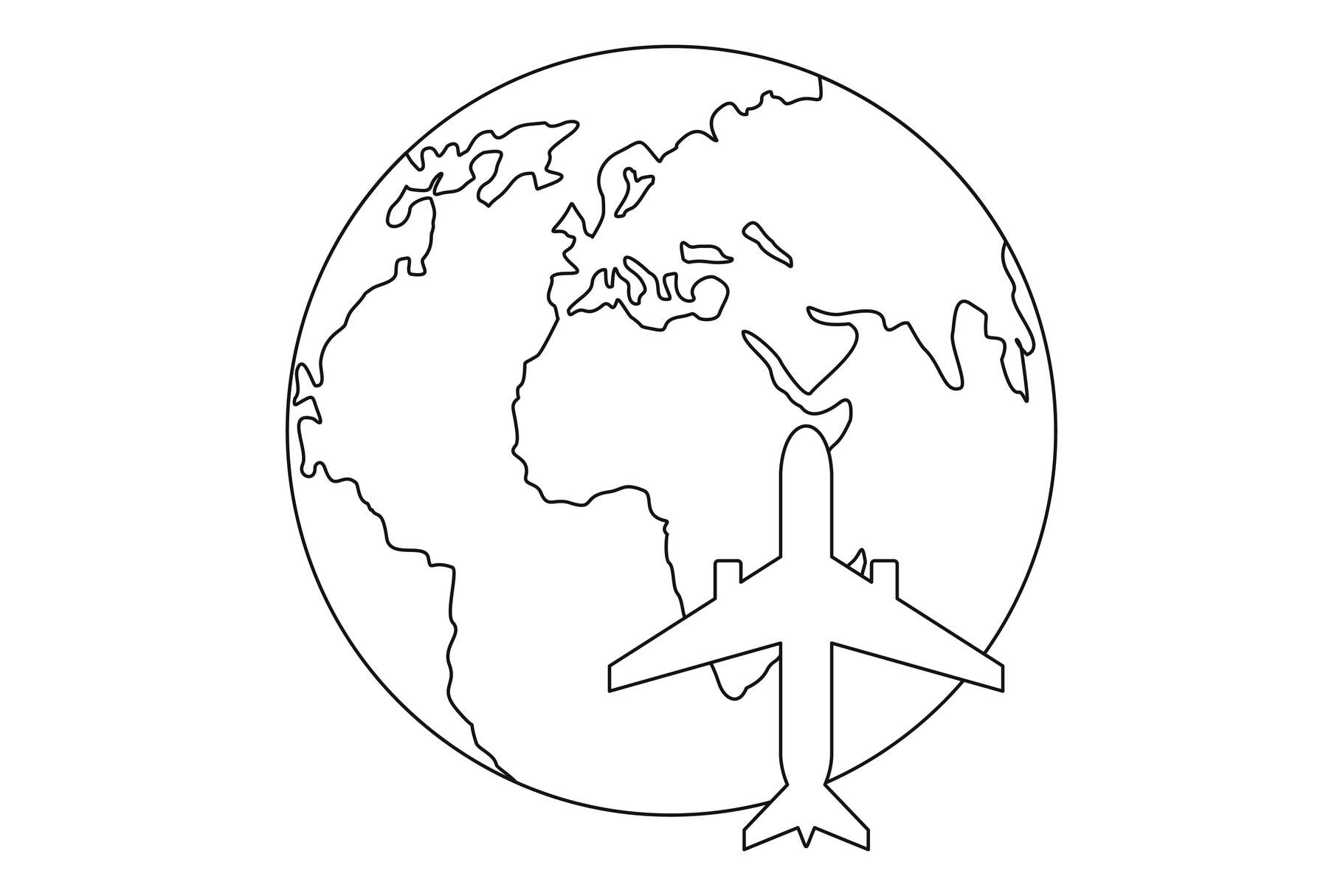 World tourism icon, outline style. By Anatolir56 | TheHungryJPEG