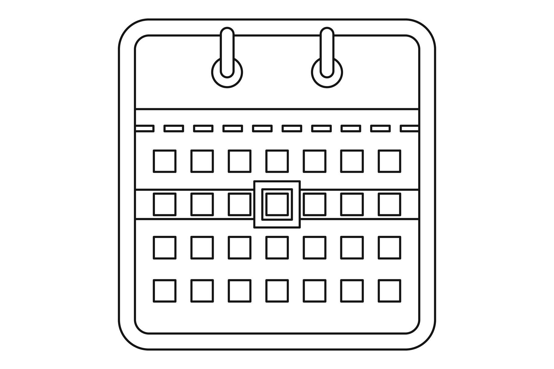 Calendar icon, outline style. By Anatolir56 | TheHungryJPEG