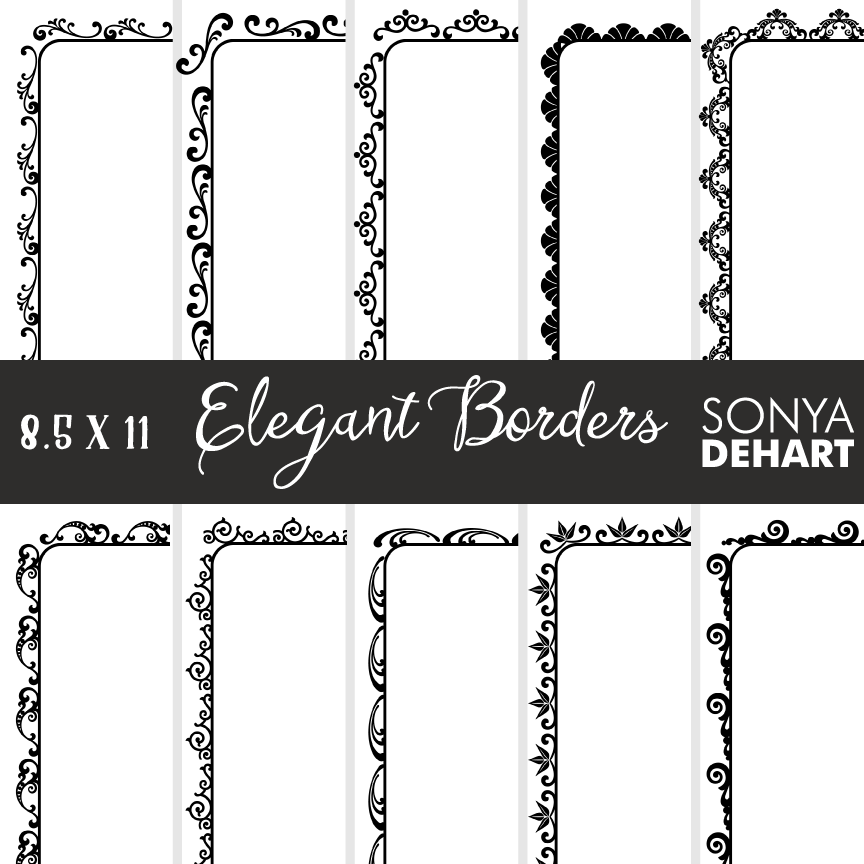 Elegant Page Borders 8.5 x 11 By Sonya DeHart Design