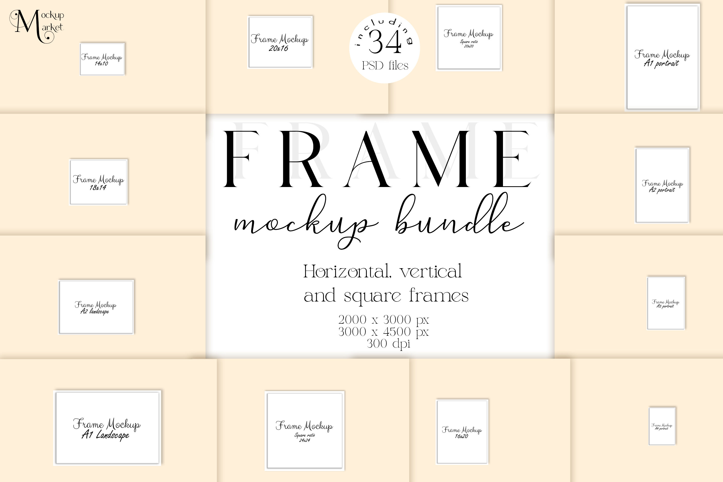 Download Frame Mockup Bundle Square Vertical And Horizontal Frame Mockup Psd By Ok Design Thehungryjpeg Com