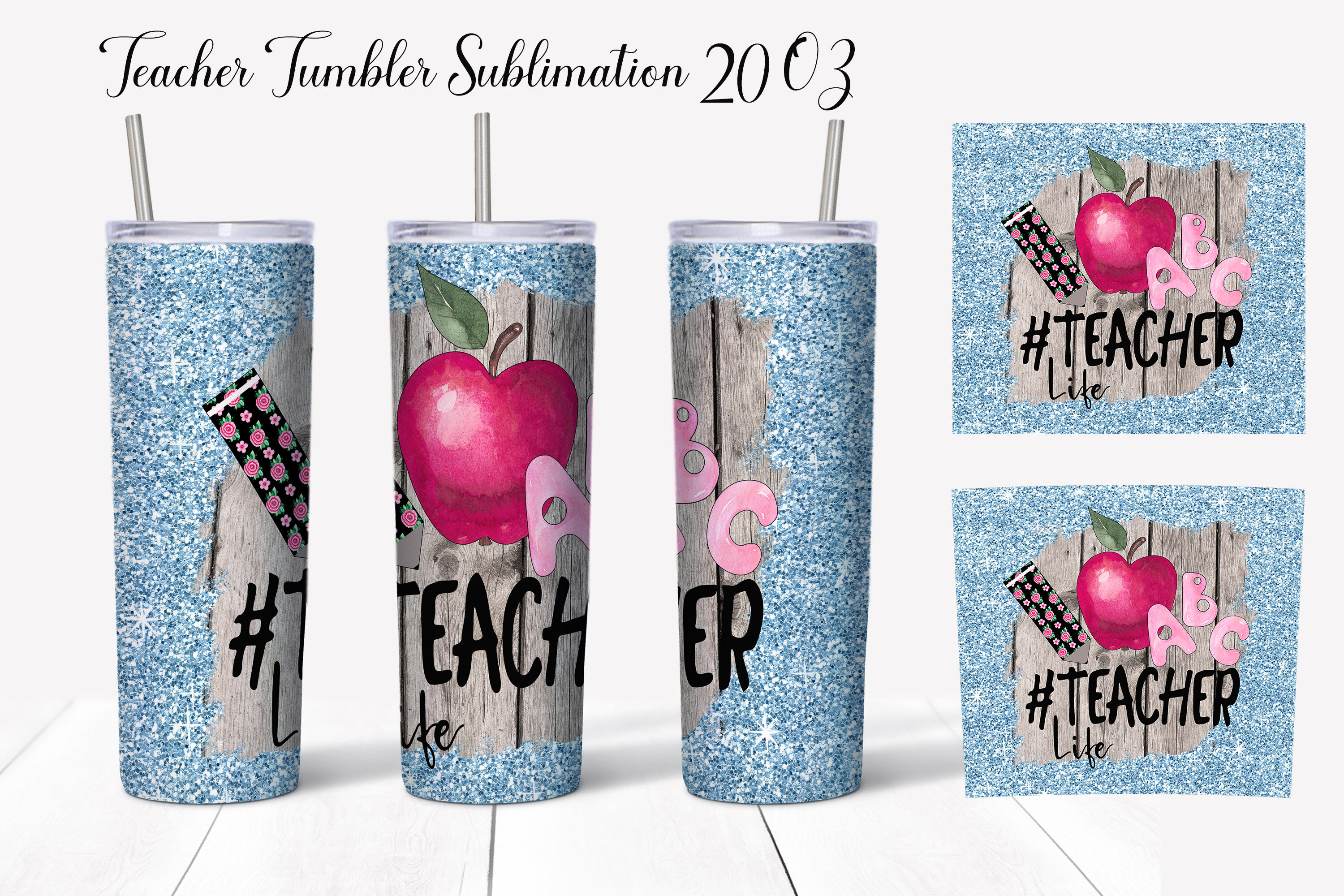 Teacher Skinny Tumbler Wrap. Sublimation design 20 Oz By  WatercolorColorDream