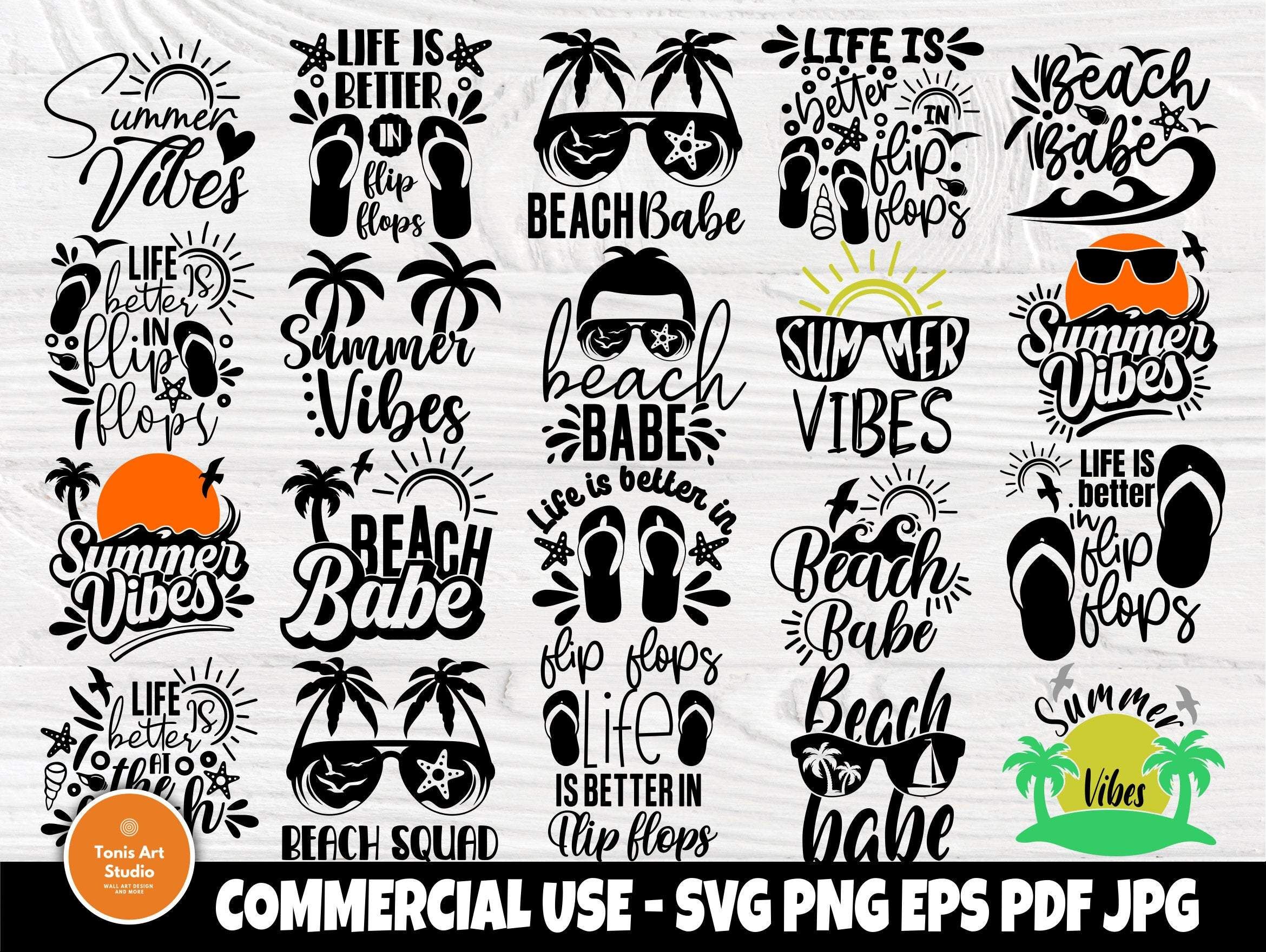 Summer SVG Bundle, Beach Babe Svg, Flip Flops Svg By TonisArtStudio ...