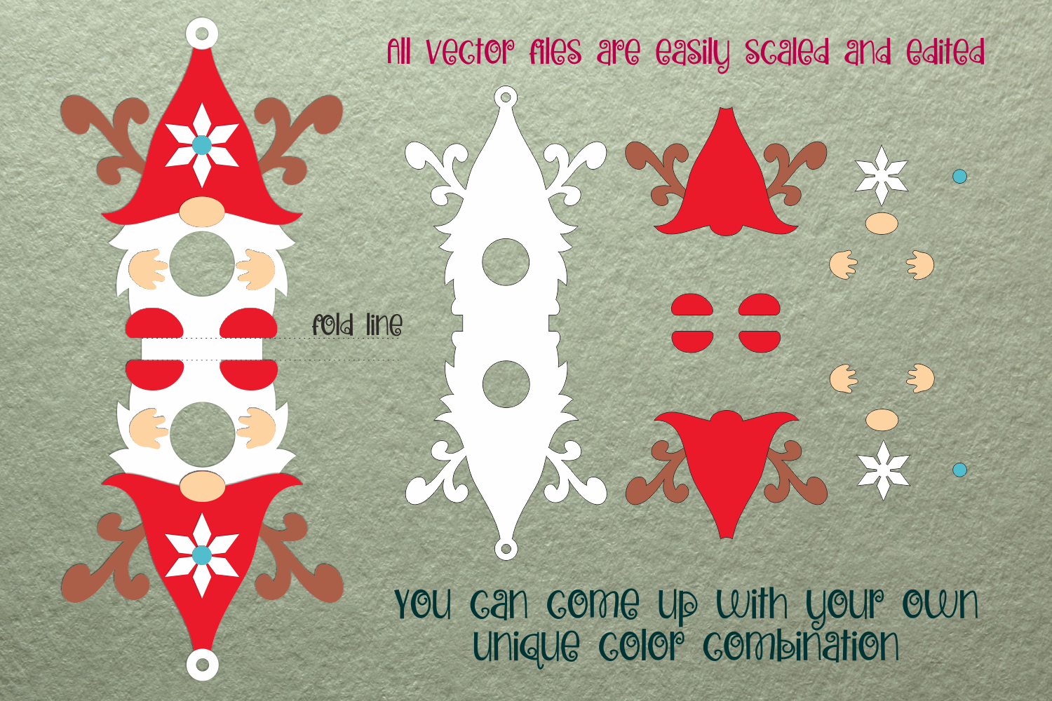 Christmas gift card holder template SVG Bundle, Gnome card