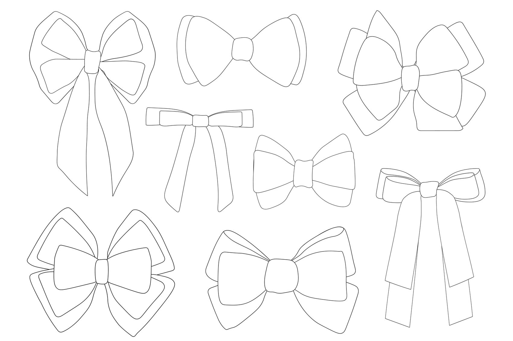 Bows graphics. Bows coloring. Bows SVG. Ribbons Bows graphic By ...