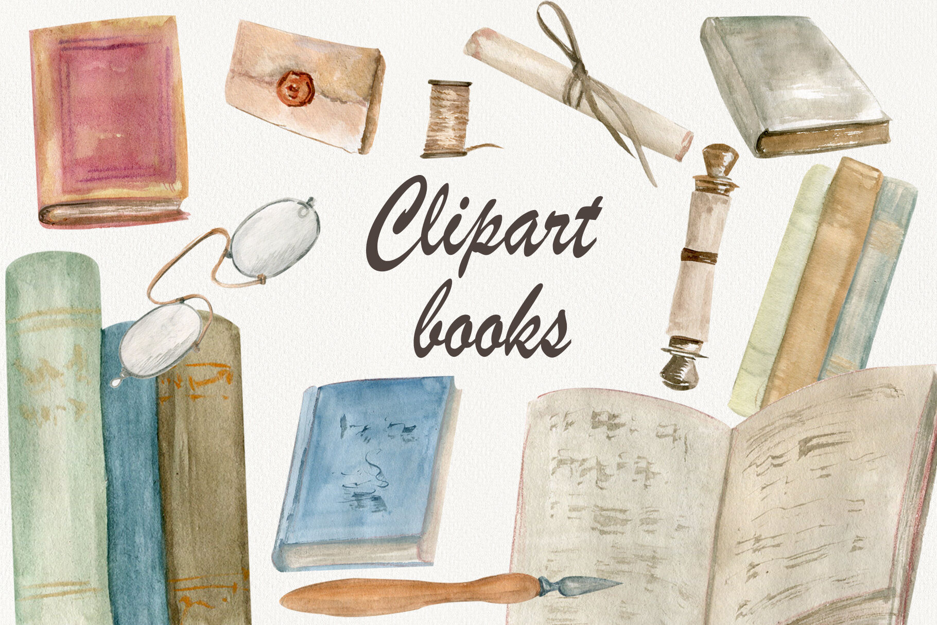 Watercolor vintage book clipart, Books PNG By Inna Lytvynchuk