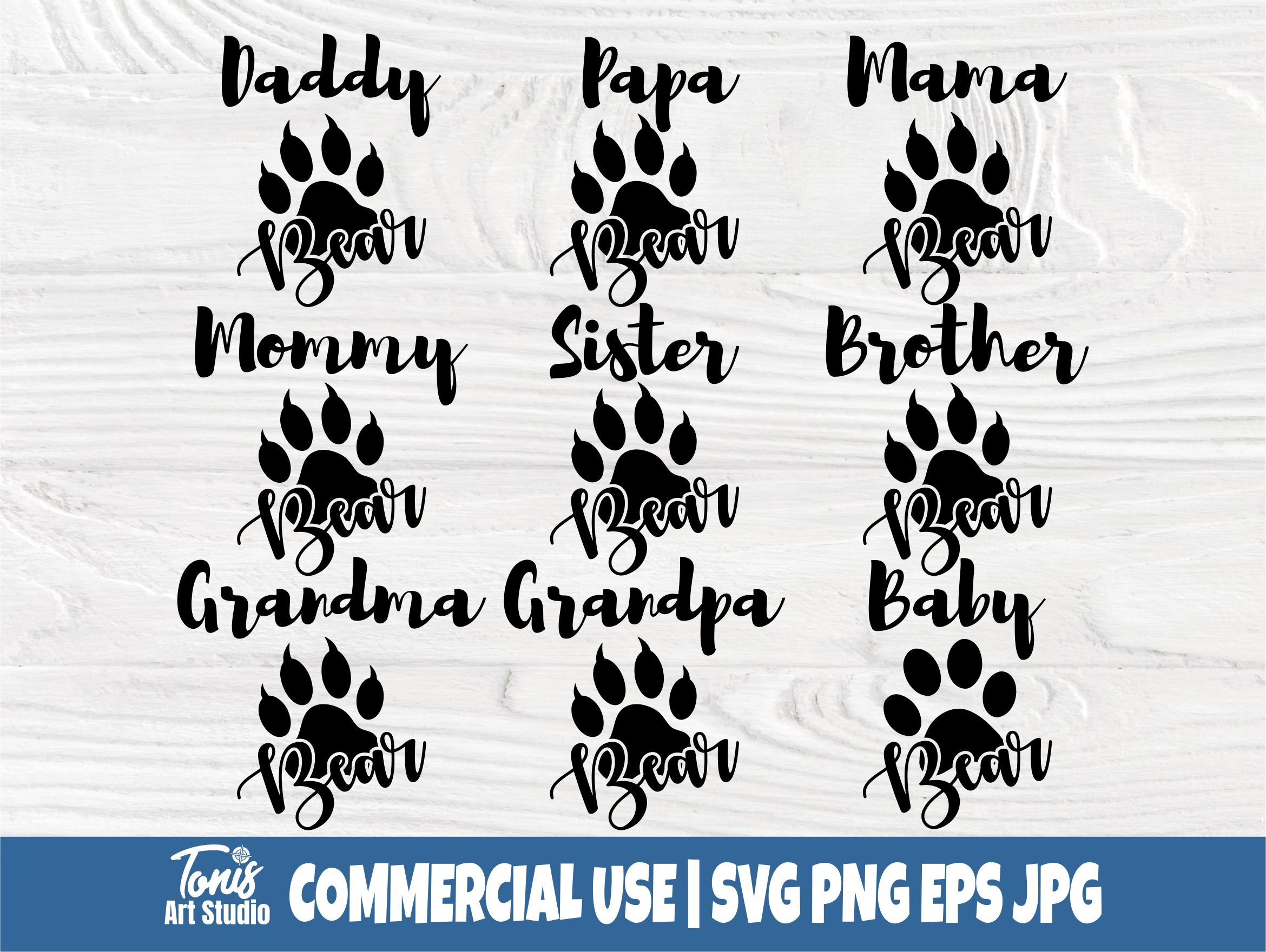 Papa Mama Baby Bear Shirt Design SVG File for Vinyl Cutting