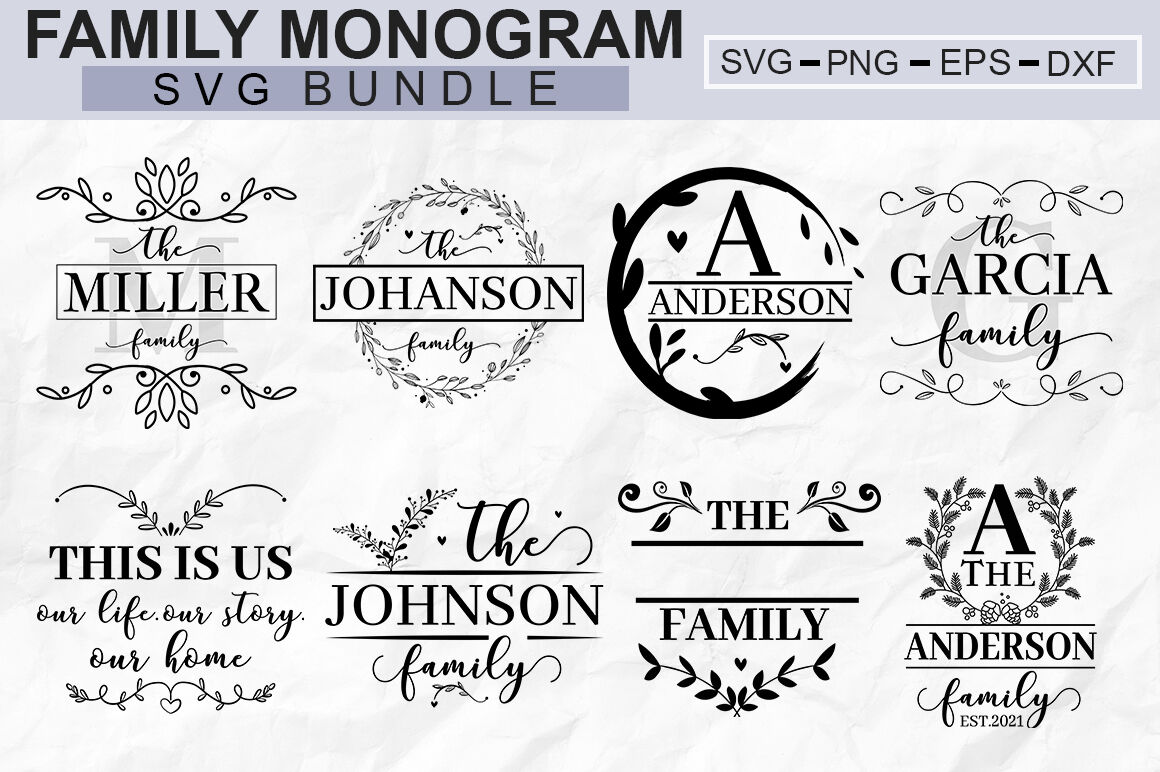 Family Monogram SVG Bundle By Regulrcrative | TheHungryJPEG