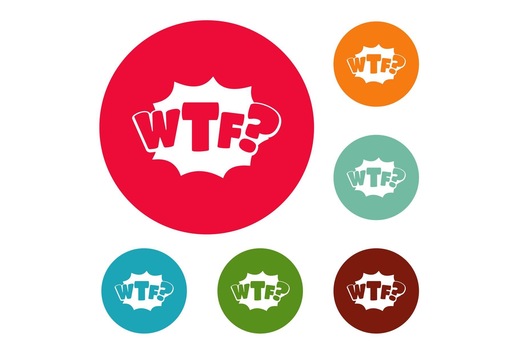 Comic boom wtf icons circle set vector By Anatolir56 | TheHungryJPEG