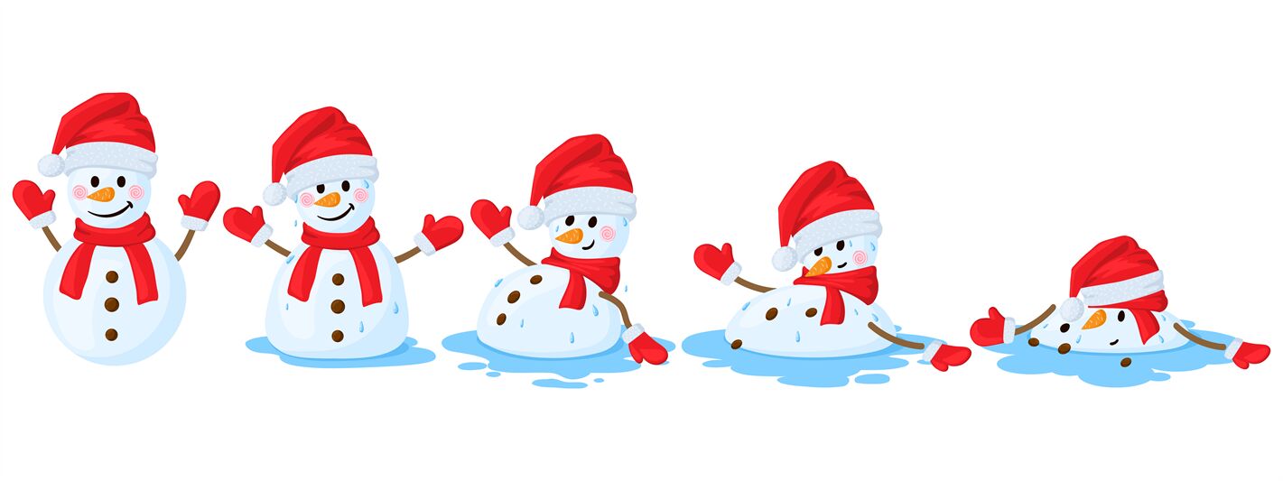 Cartoon melted snowman. Snowmen melting stages, winter funny melts sno By  WinWin_artlab | TheHungryJPEG