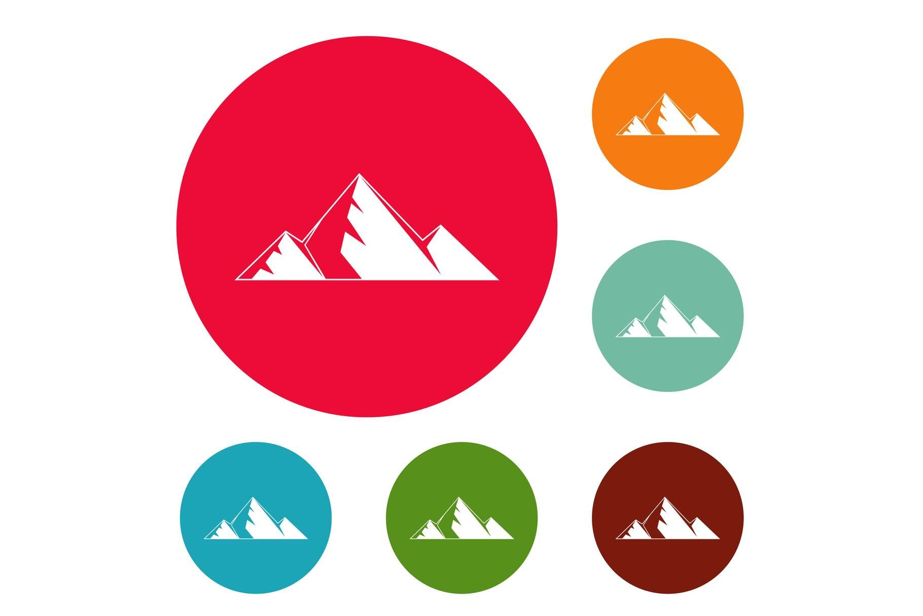 Mountain peak icons circle set vector By Anatolir56 | TheHungryJPEG