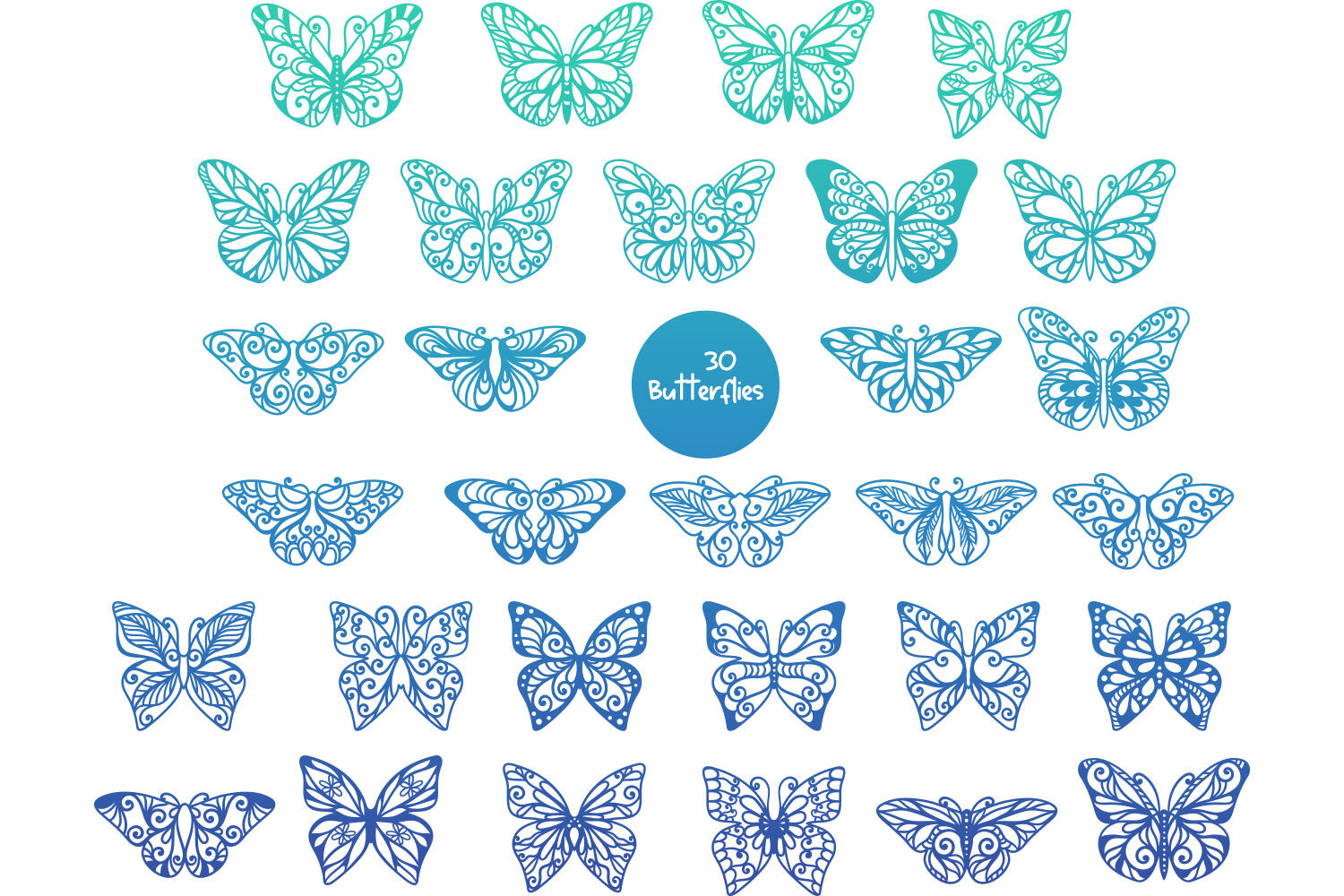 Floral Butterfly Split Monogram SVG